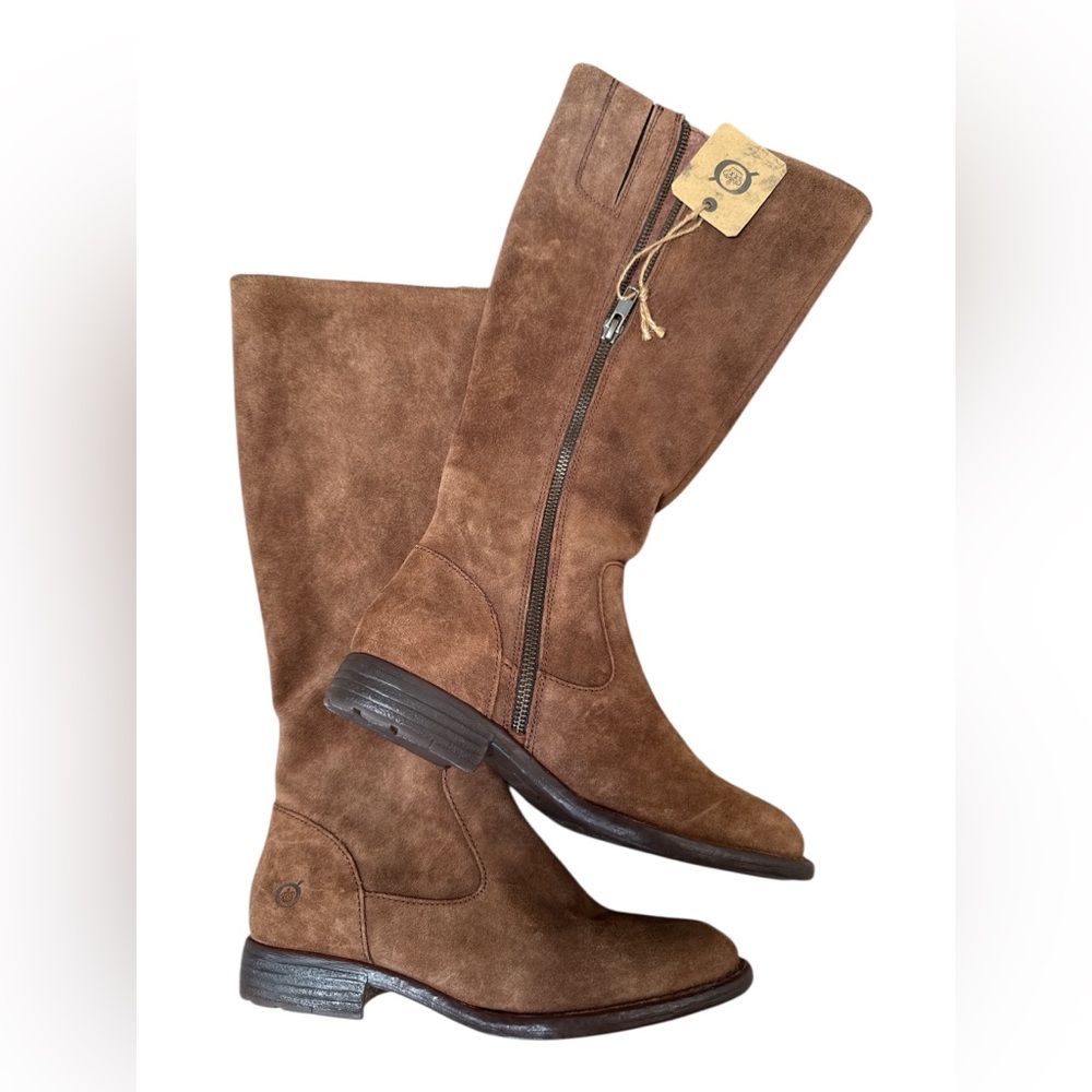 NWT Born Tan Suede Leather Boots with Zipper sz 6m Perfect Fall - Picture 8 of 16
